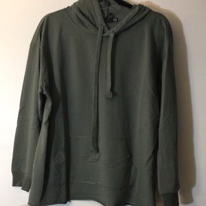 NWOT olive green hoodie with raw hemlines